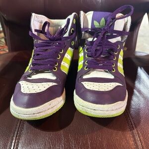 2008 Purple and Green Adidas High Tops Size Men’s 6